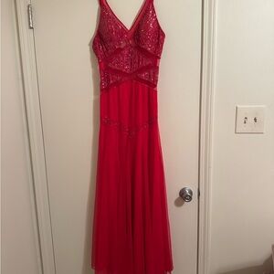 Glamorous Red Backless Evening Gown